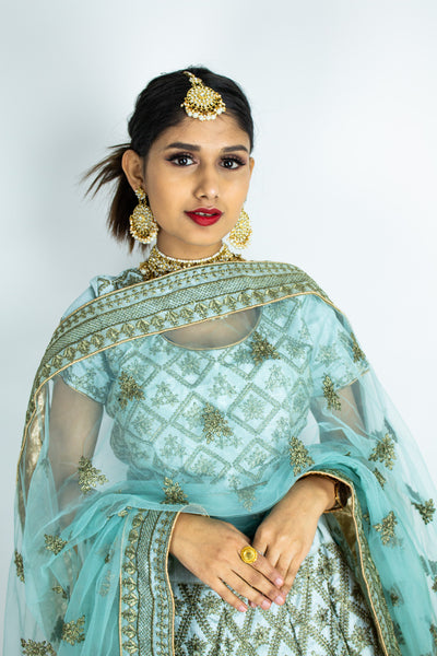 Model posing for our festive collection where customers rent or buy lehengas and sarees from